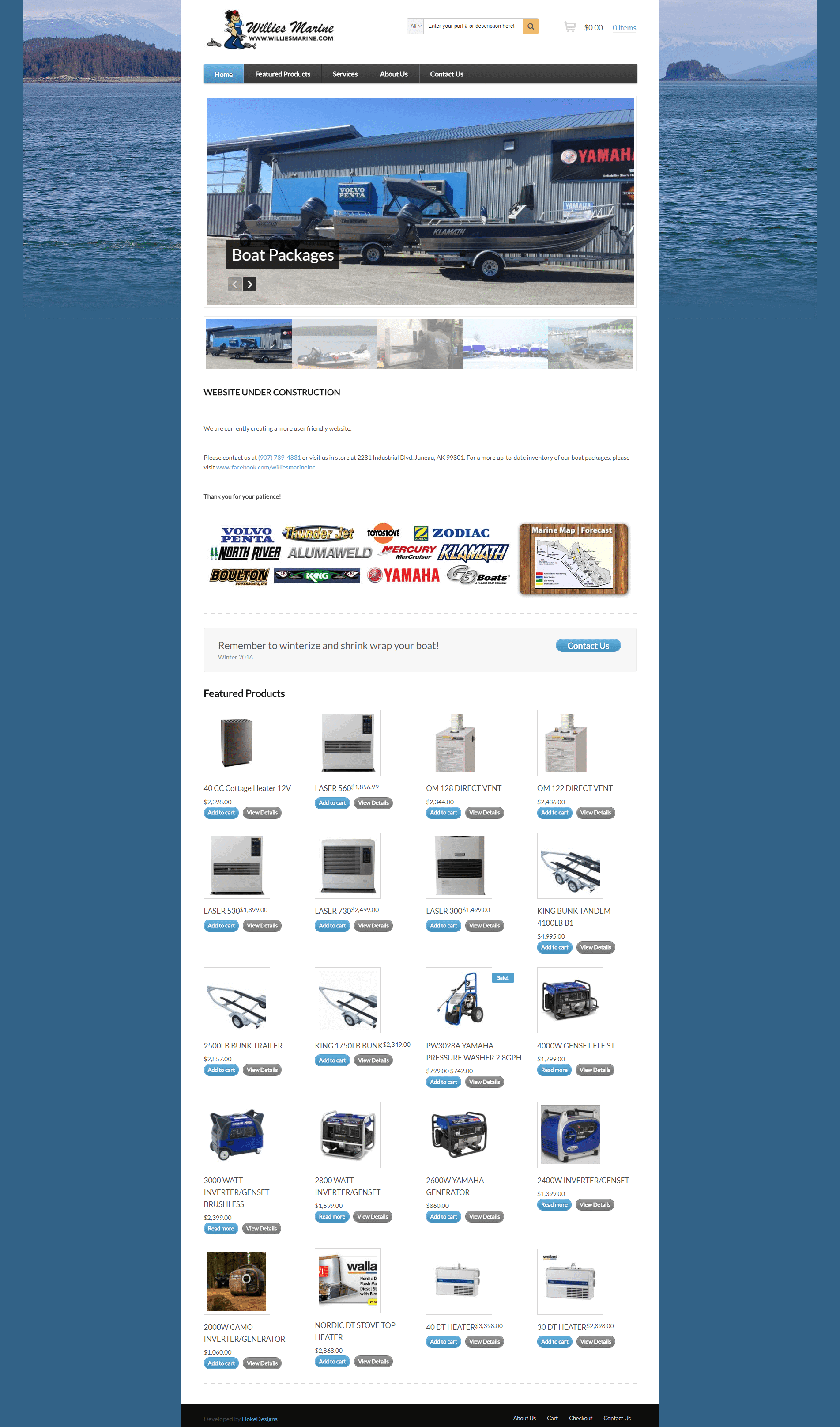 Boat packages for sale with Yamaha and Mercury motors, boat trailers, and accessories at Hoke Designs.