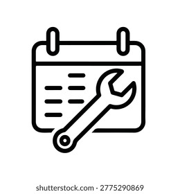 Icon of a calendar with a wrench, symbolizing website maintenance and updates.