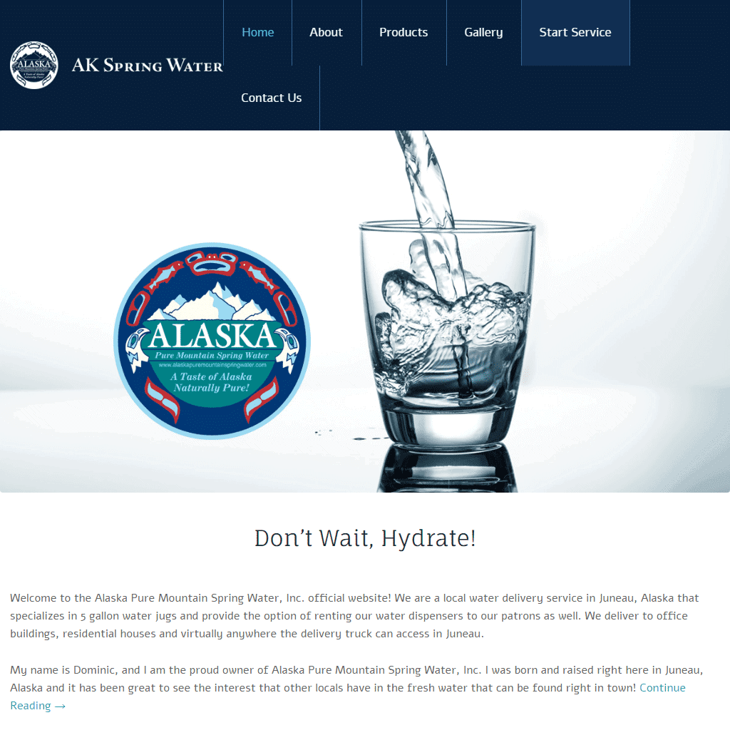 Crystal clear spring water from Alaska source.